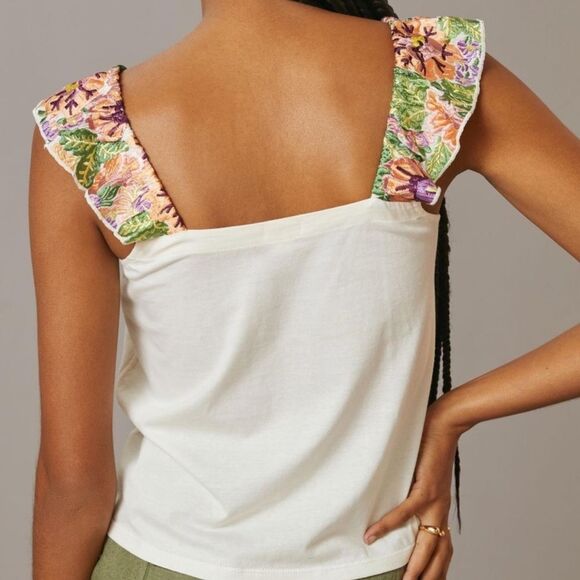 Anthropologie Tiny Marin Floral Embroidered Tank Size Small - Picture 2 of 3